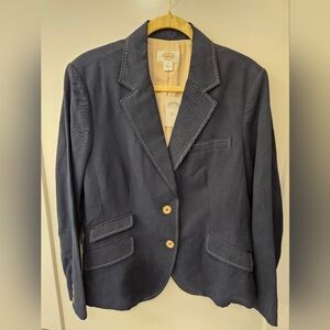 NWOT - Talbots Cotton/Linen Blend Navy Blue Blazer - Size 18